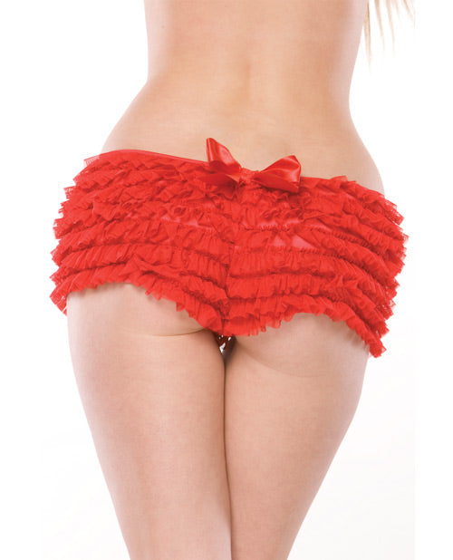 Ruffle Shorts w/Back Bow Detail Red