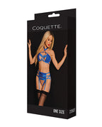 Black Label Underwire Bra w/Choker, Garterbelt & G - String Blue