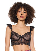 Scallop Stretch Lace Soft Cup Bralette - Black