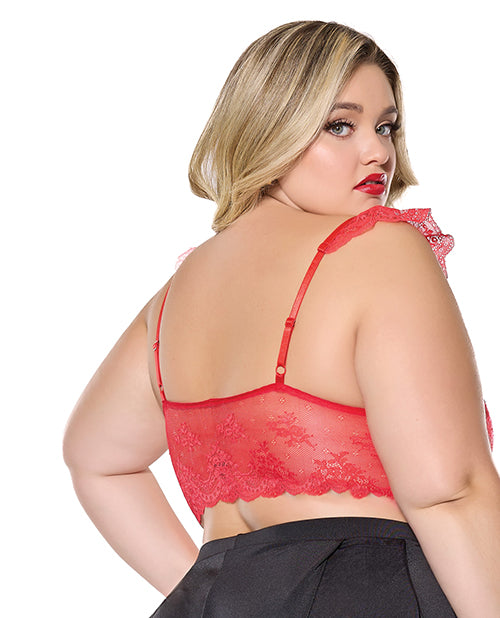 Scallop Stretch Lace Soft Cup Bralette - Red