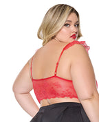 Scallop Stretch Lace Soft Cup Bralette - Red