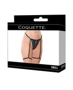 Lace Thong w/Garters and Bow Detail - Black