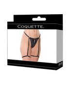 Lace Thong w/Garters and Bow Detail - Black