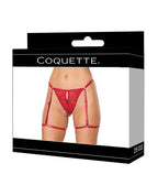 Lace Thong w/Garters and Bow Detail - Red
