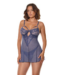 Twilight Fever Lace & Mesh Babydoll w/G - String - Navy