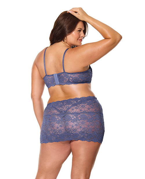 Twilight Fever Lace Bra & Skirt - Navy