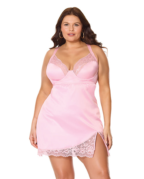 Kissed by Satin Underwire Chemise - Pink