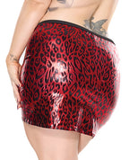 Darque Metallic Wet Look Skirt - Red/Black