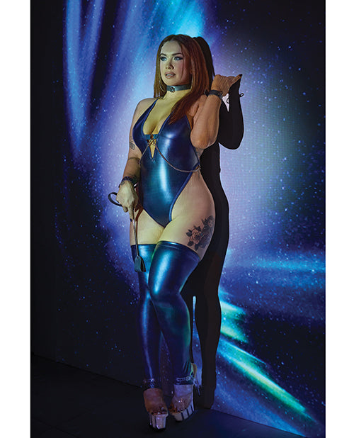 Darque Midnight Wet Look Teddy - Blue