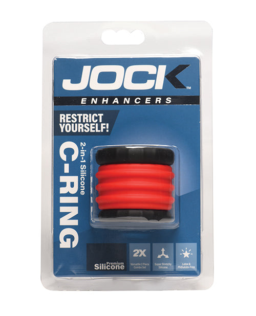 Curve Toys Jock 2 - in - 1 Silicone Cock Ring - Red