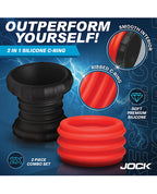 Curve Toys Jock 2 - in - 1 Silicone Cock Ring - Red