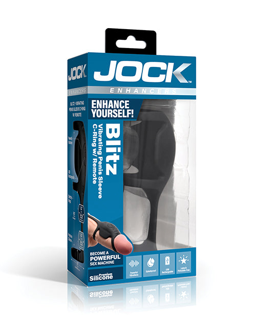 Curve Toys Jock Enhancers Blitz Vibrating Penis Sleeve C - Ring w/Remote