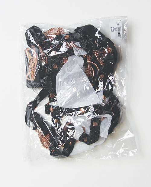 Pleasure Collection Your Command Harness Teddy w/Mini Chain Whips - Black/Rose Gold