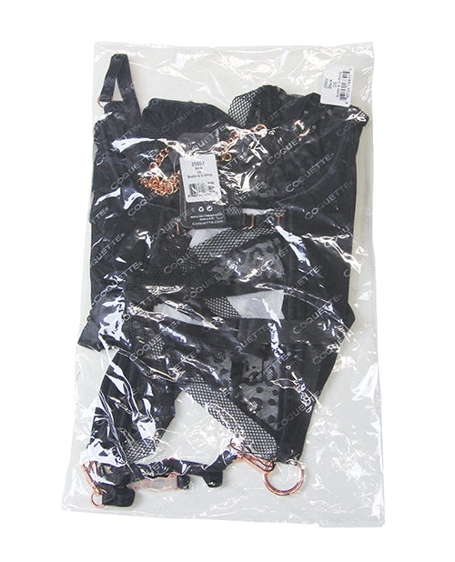 Pleasure Collection Feline Fatale Bustier & G - String 2 pc Set (Stockings not Included) - Black