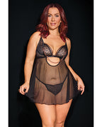 Pleasure Collection Feline Fatale Babydoll & G - String 2 pc Set - Black