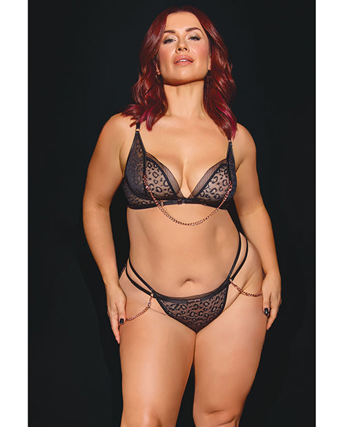 Pleasure Collection Feline Fatale Bra & G - String 2 pc Set - Black