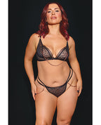 Pleasure Collection Feline Fatale Bra & G - String 2 pc Set - Black