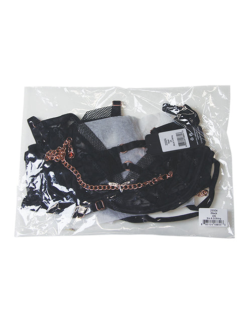 Pleasure Collection Feline Fatale Bra & G - String 2 pc Set - Black
