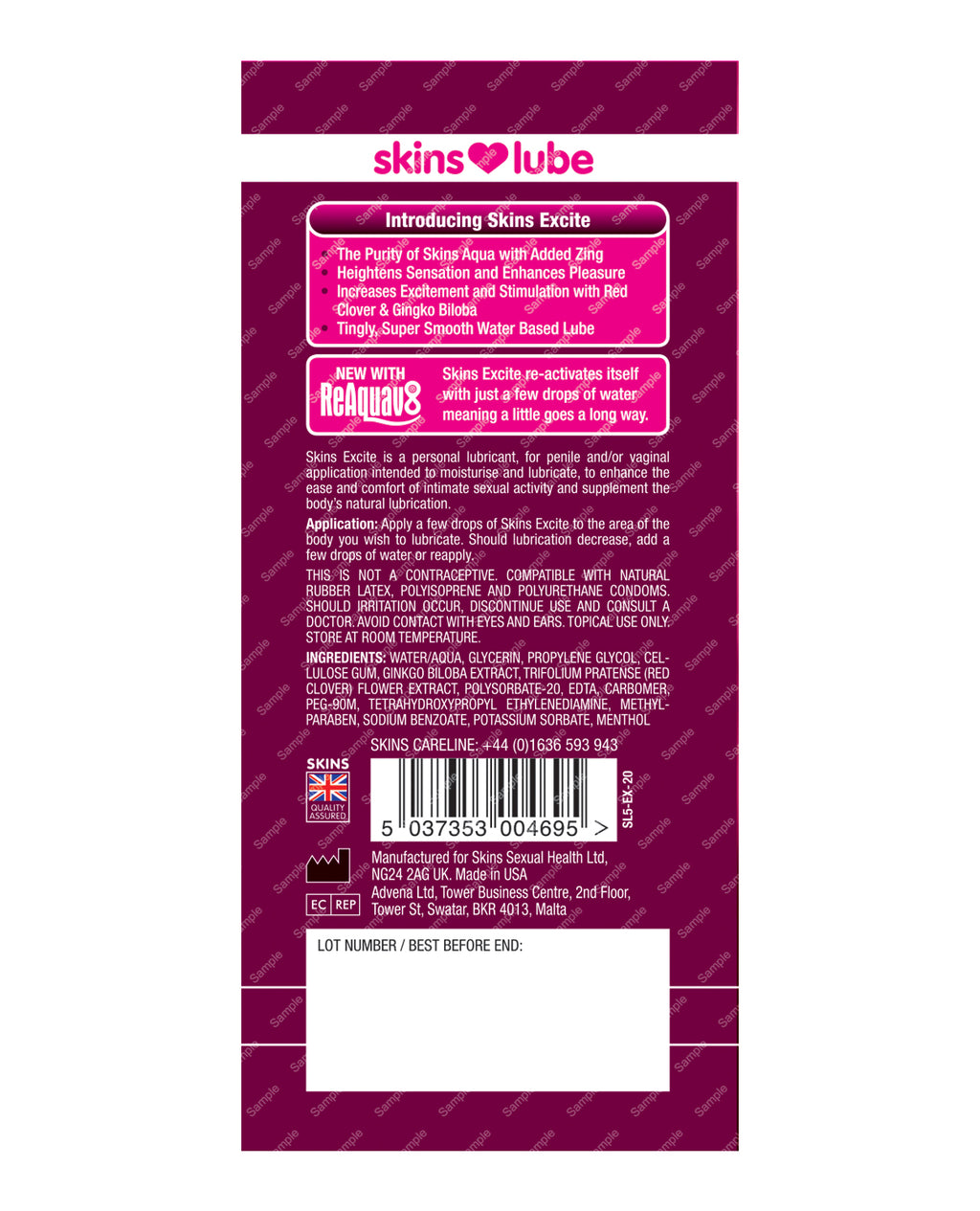 Skins Excite Water Based Lubricant - Foil