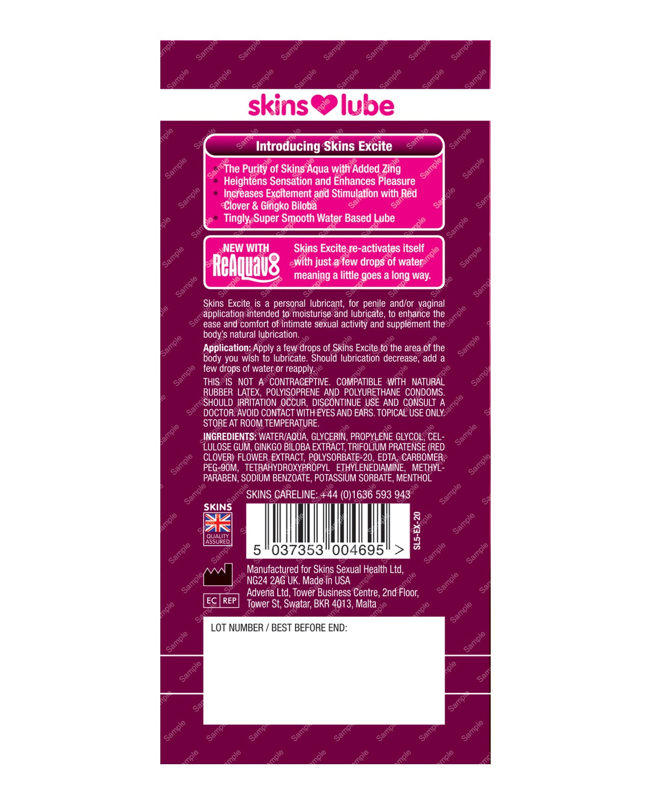 Skins Excite Water Based Lubricant - Foil