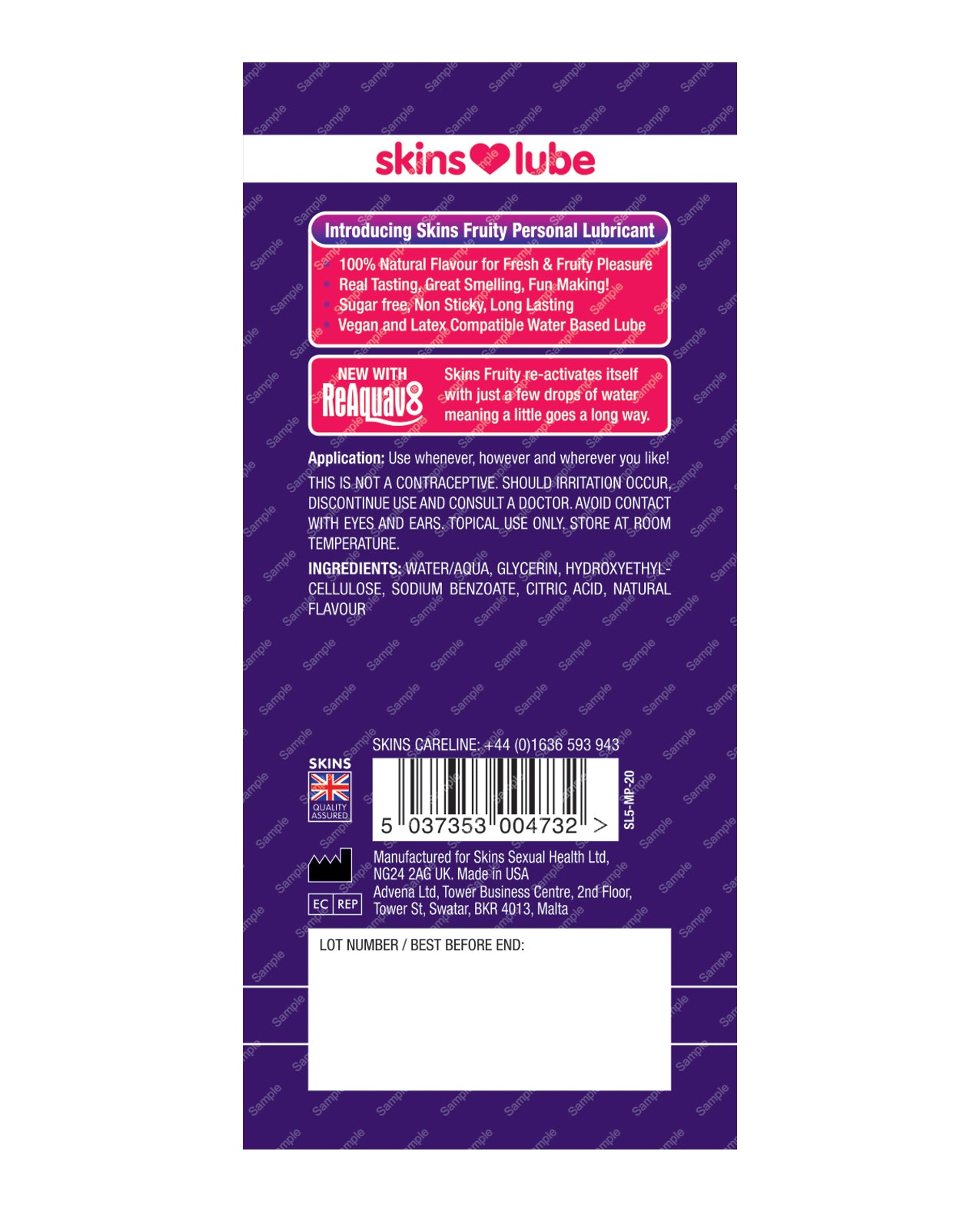 Skins Water Based Lubricant - Foil Mango & Passionfruit