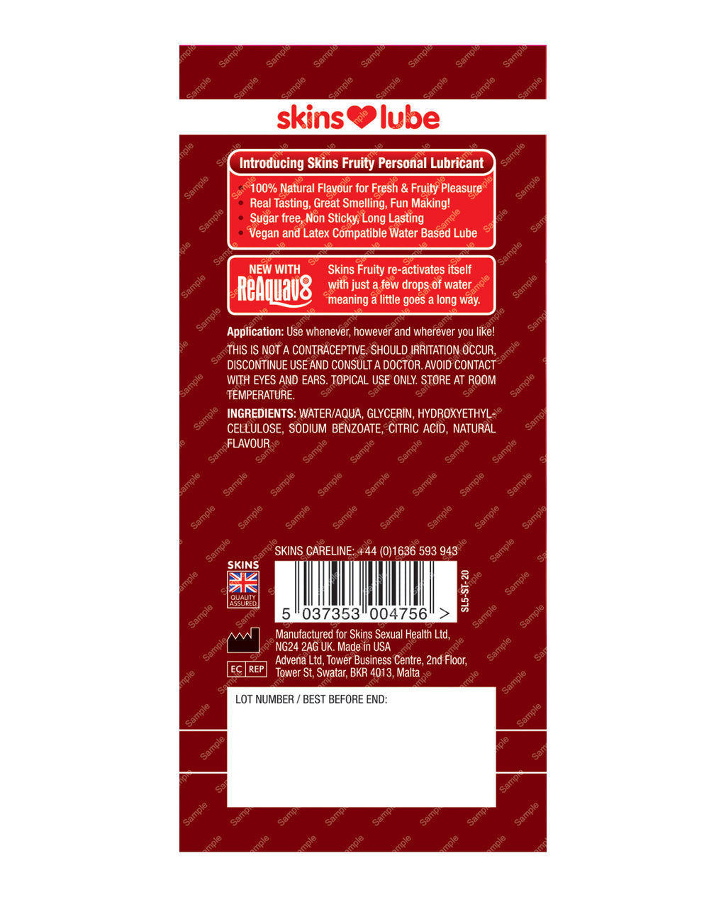 Skins Water Based Lubricant - Foil Strawberry