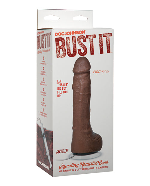 Bust It Squirting Realistic Cock w/ Nut Butter - Brown