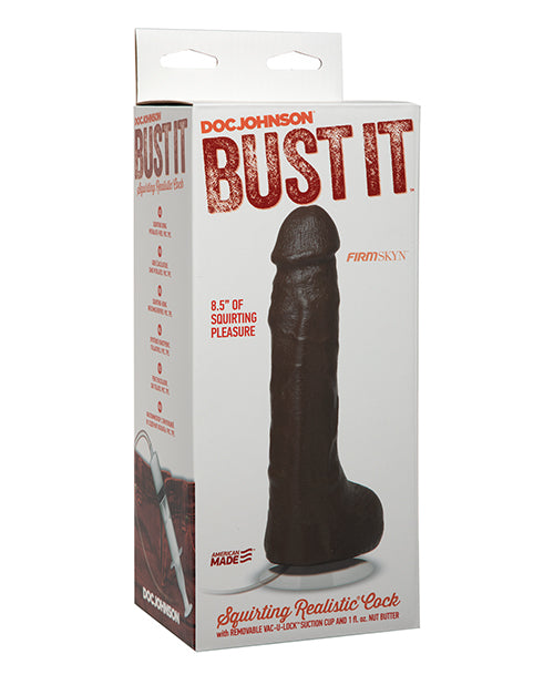 Bust It Squirting Realistic Cock w/ Nut Butter - Black