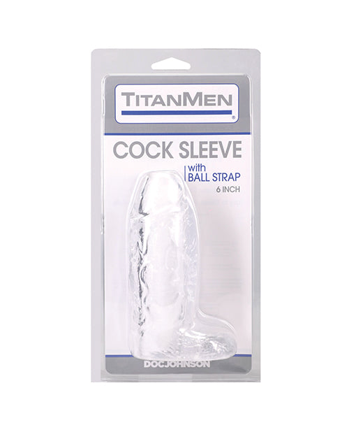 TitanMen 6" Cock Sleeve w/Ball Strap - Clear