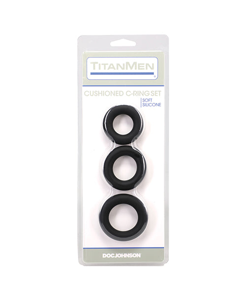TitanMen Cushioned C - Ring 3 pc Silicone Set - Black