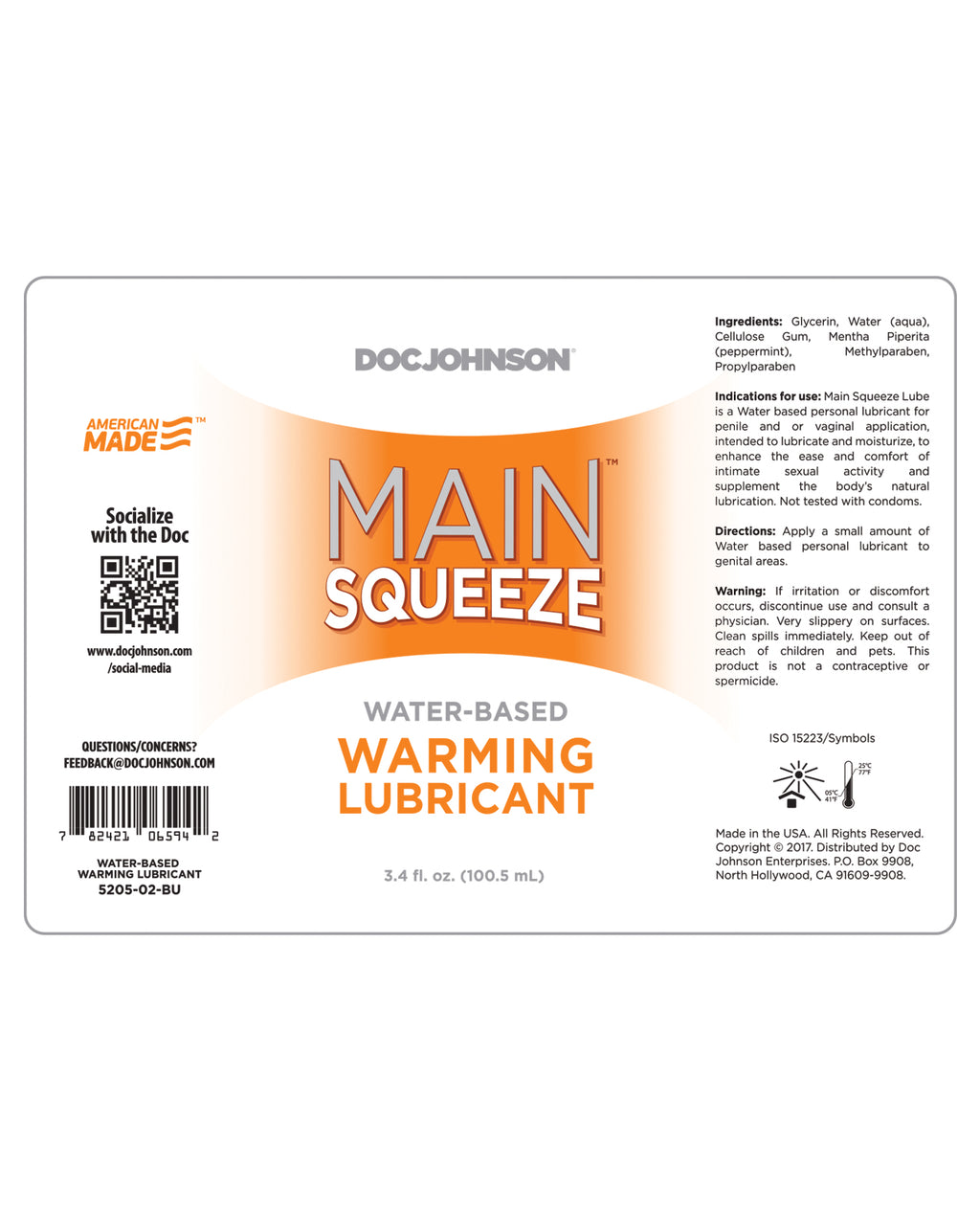 Main Squeeze Warming Water - Based Lubricant
