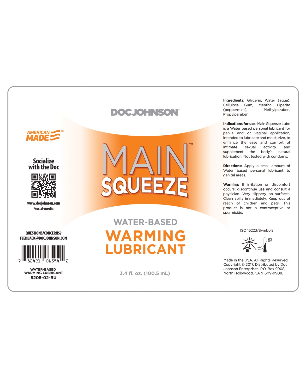 Main Squeeze Warming Water - Based Lubricant