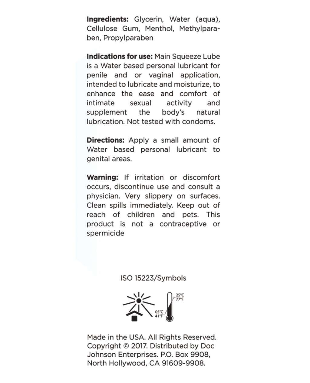 Main Squeeze Cooling/Tingling Water - Based Lubricant