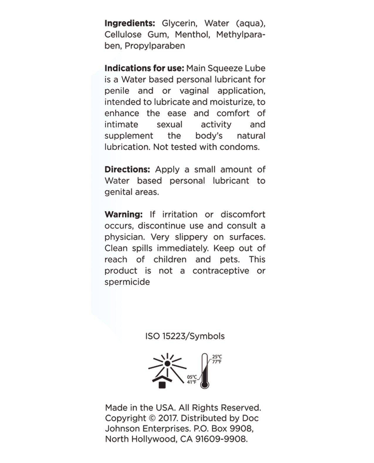 Main Squeeze Cooling/Tingling Water - Based Lubricant