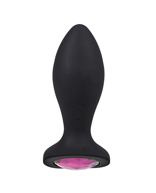 Booty Bling Jeweled Wearable 3" Vibrating Silicone Plug - Black/Pink