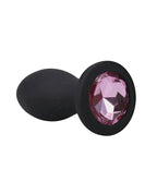 Booty Bling Jeweled Wearable 3" Vibrating Silicone Plug - Black/Pink