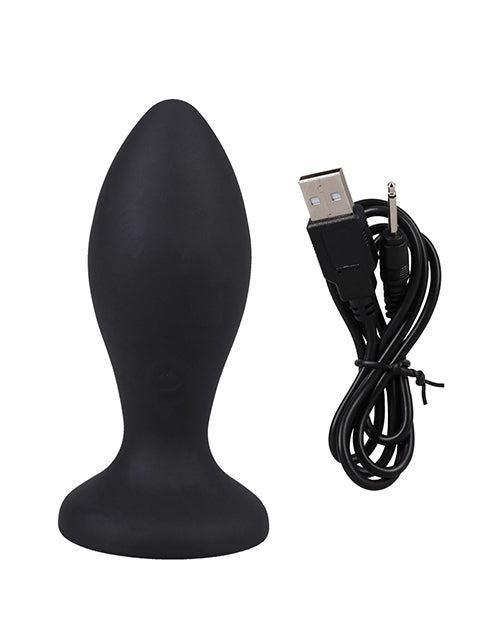 Booty Bling Jeweled Wearable 3" Vibrating Silicone Plug - Black/Pink