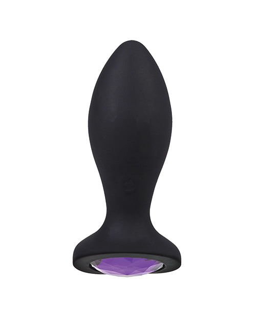 Booty Bling Jeweled Wearable 3" Vibrating Silicone Plug - Black/Purple