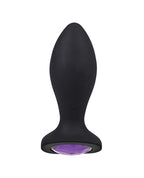 Booty Bling Jeweled Wearable 3" Vibrating Silicone Plug - Black/Purple