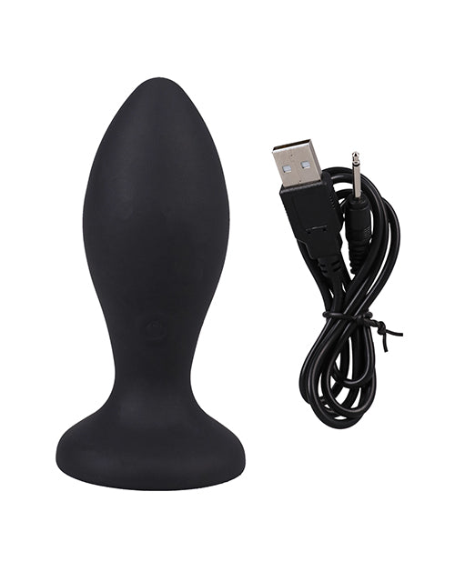Booty Bling Jeweled Wearable 3" Vibrating Silicone Plug - Black/Purple