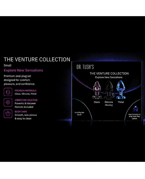 Dr. Tush' Venture Collection Anal Plug Set - Glass, Metal, Silicone