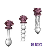Dr. Tush' Sacred Glass Rose Collection Anal Plug Set - Glass