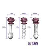 Dr. Tush' Sacred Glass Rose Collection Anal Plug Set - Glass