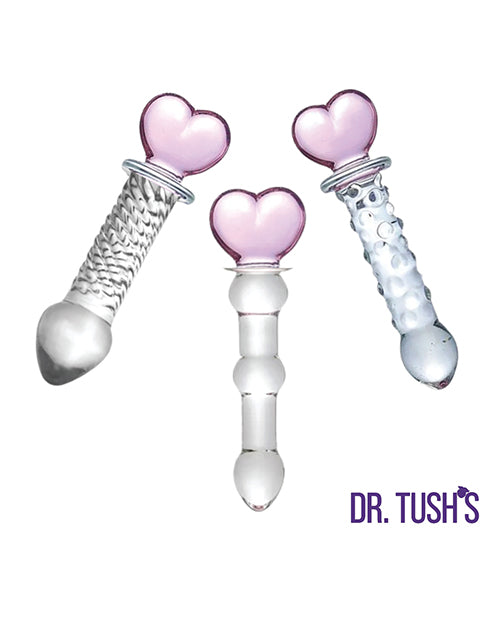 Dr. Tush' Hearts of Pleasure Collection Anal Plug Set - Glass