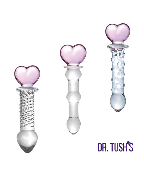 Dr. Tush' Hearts of Pleasure Collection Anal Plug Set - Glass