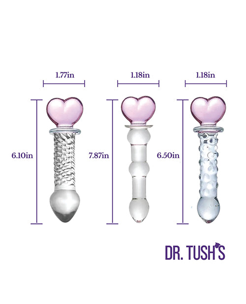 Dr. Tush' Hearts of Pleasure Collection Anal Plug Set - Glass