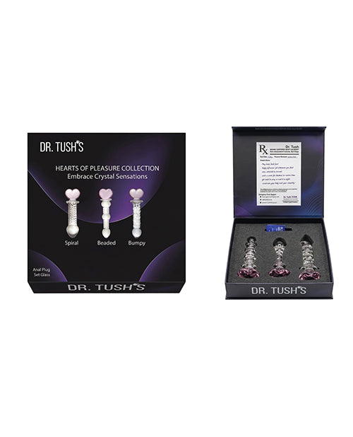 Dr. Tush' Hearts of Pleasure Collection Anal Plug Set - Glass