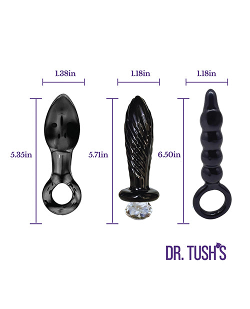 Dr. Tush' Dark Crystal Pleasures Collection Anal Plug Set - Glass