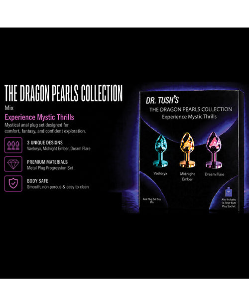 Dr. Tush' Dragon Pearls Collection Anal Plug Set - Metal