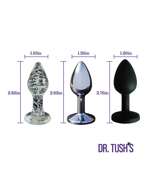 Dr. Tush' First Step Collection Anal Plug Set - Glass, Metal, Silicone
